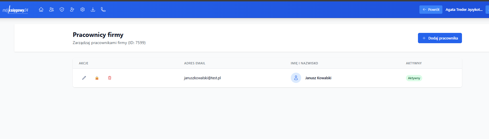 Lista pracowników firmy